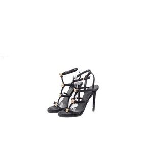 Versace Medusa Black Suede Strappy High Heel Sandals – EU 37.5 (US 7.5 / UK 5)‎